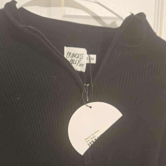Princess Polly Black Ribbed Zip-Up Top - Picture 3 of 5